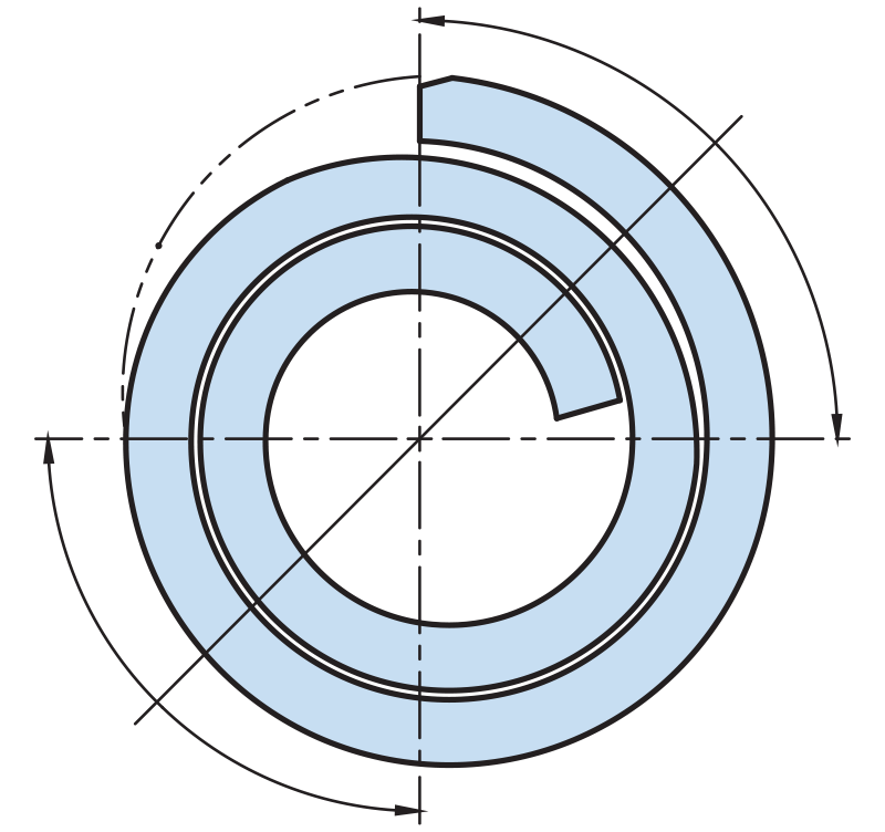 coiled pin cross section